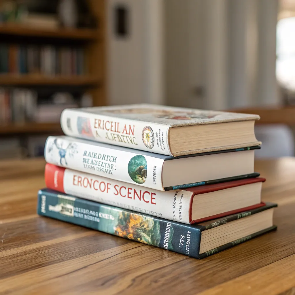 Stack of popular science books